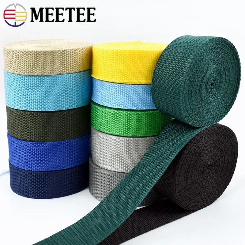 20M Meetee Webbing 20-50mm Polypropylene Tape for Strap 1.1mm Thick Nylon Ribbon Band Safety Belt Sewing Bias Sling Accessories