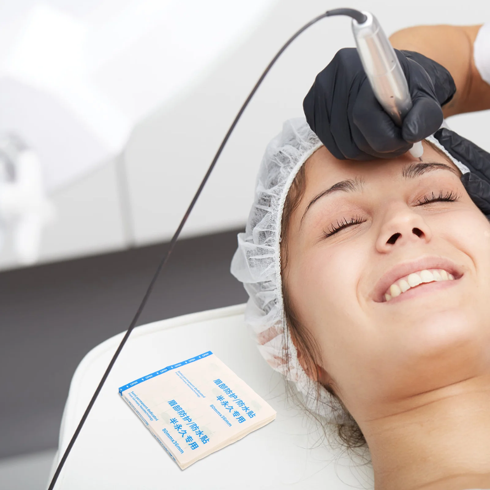 Parches de tela para cejas de 20 piezas, cubiertas de cejas no tejidas transpirables impermeables para rutina de maquillaje y cuidado de cejas post-tratamiento