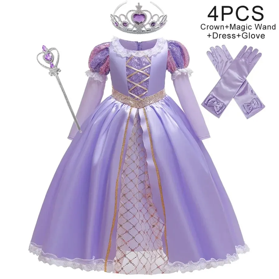 Kids Cosplay Princess Dress For Girls Long Sleeve Halloween Costumes Girl Carnival Christmas Party Dresses Children Clothes