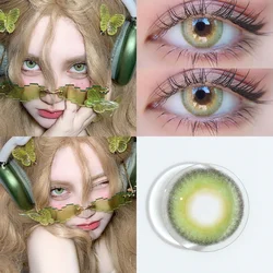 DUOXIU 1Pair Green Color Contact Lens Pupils Nature High Quality Myopic Green Lens Blue Eyes - 0.00 to- 8.00 Diopter Lenses