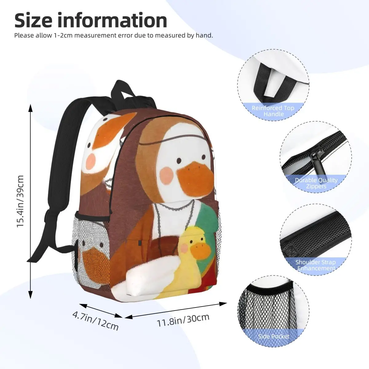 Cartoon Popular Goose Animal Backpack Student BookBag Children School Bag Computer Shoulder Bags for Boys Girls