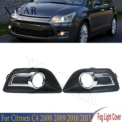 X-CAR Left Right Front Bumper Chrome Cover Fog Light Cover Fog Lamp Cover Car Styling For Citroen C4 2008 2009 2010 2011