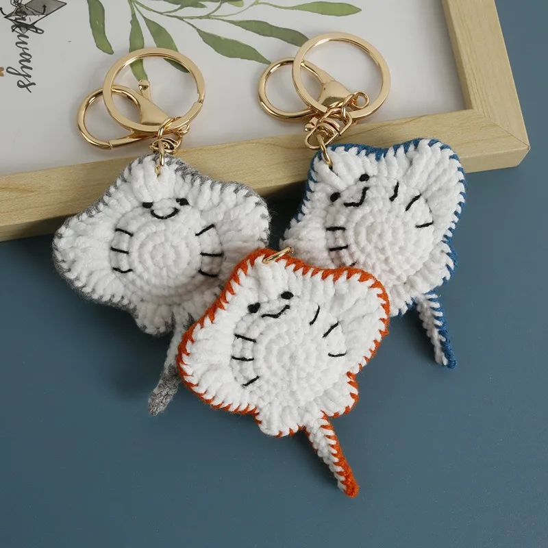 New Handmade Woven Marine Animal Series Handmade Pendants, Crocheted Ray Keychains, Doll Backpack Decorations.