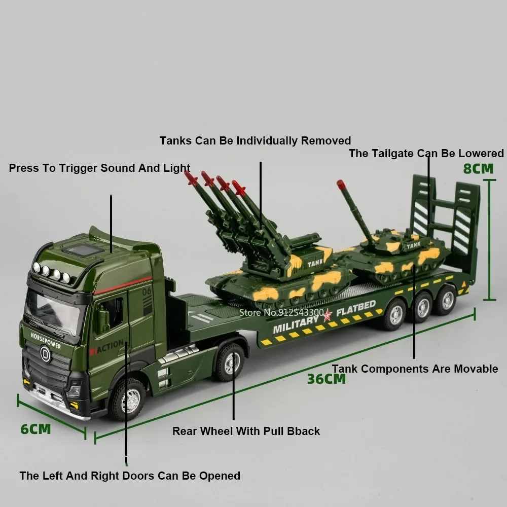 1:32 escala tanques militares modelo de carro brinquedo liga diecast carro de brinquedo roda traseira puxar para trás som luz veículo transporte para meninos presentes