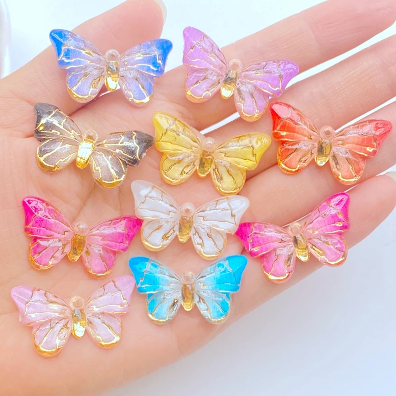 10Pcs New Cute Mini 18*32mm Shiny Phnom Penh Butterfly Flat Back Resin Scrapbooking DIY Jewelry Craft Decoration Accessorie