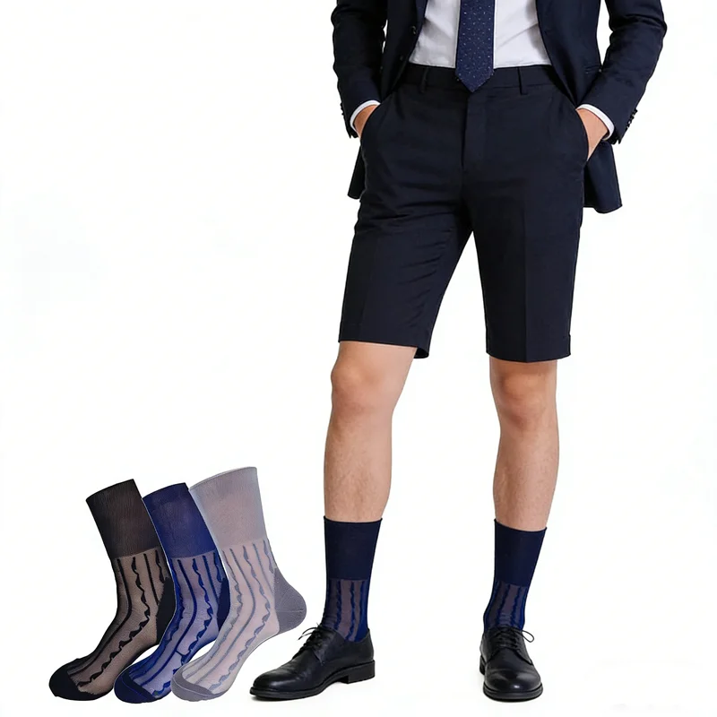 

3 пары мужских носков: летние, тонкие, из нейлона, свободные, высокие, классические, винтажные, шелковые, однотонные, деловые, для официальных мероприятий