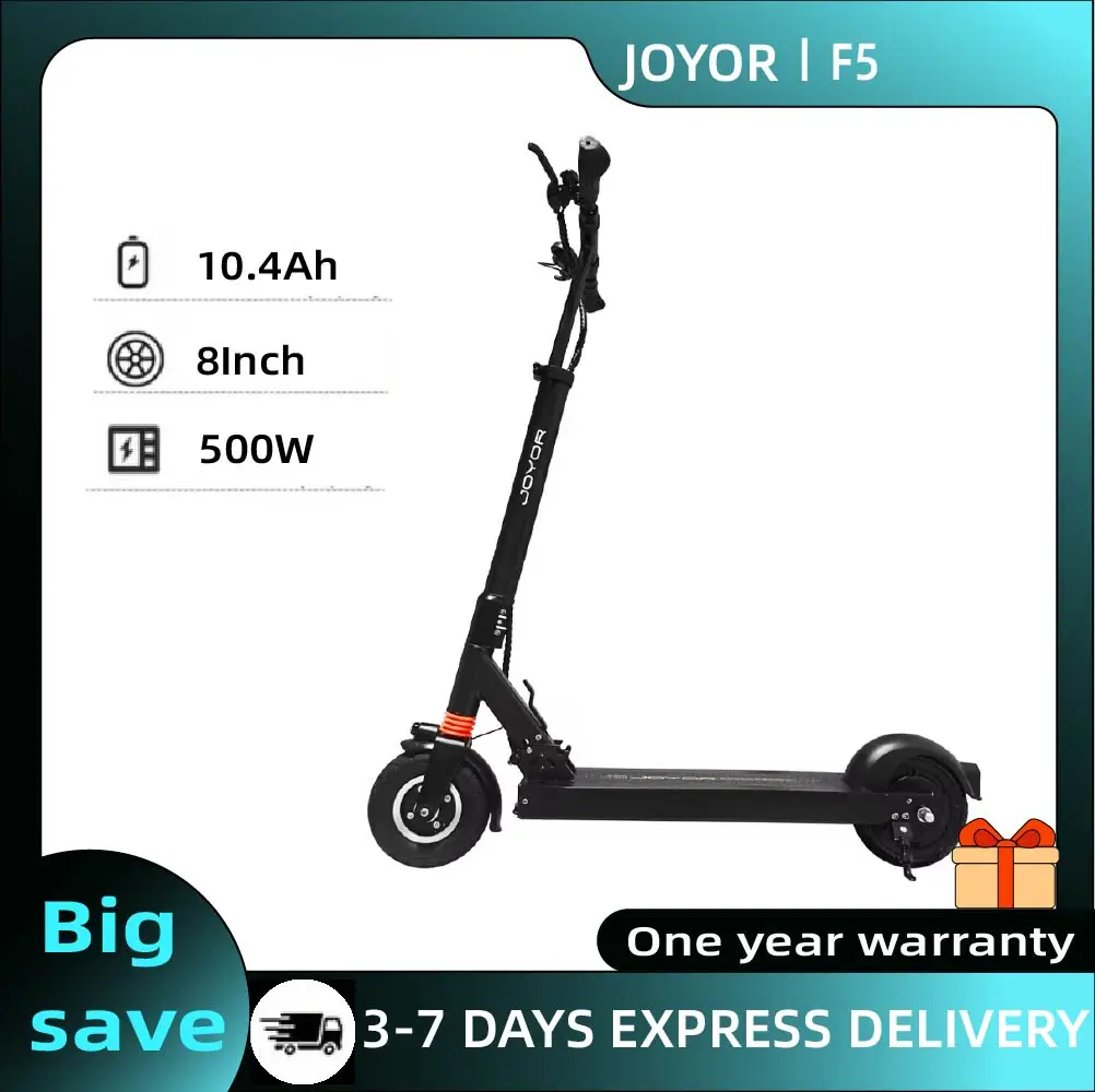 Trottinette électrique JOYOR F5 pour adultes, moteur 500W, trottinette de ville, pneus pneumatiques avant et pneus pleins arrière de 8 pouces