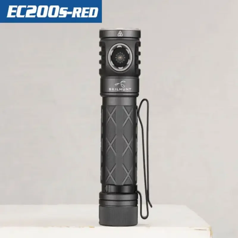 Skilhunt EC200S-RED 2100 Lumens EDC Flashlight Multi-function Rechargeable Flashlights Use 18650 Battery Torch Light
