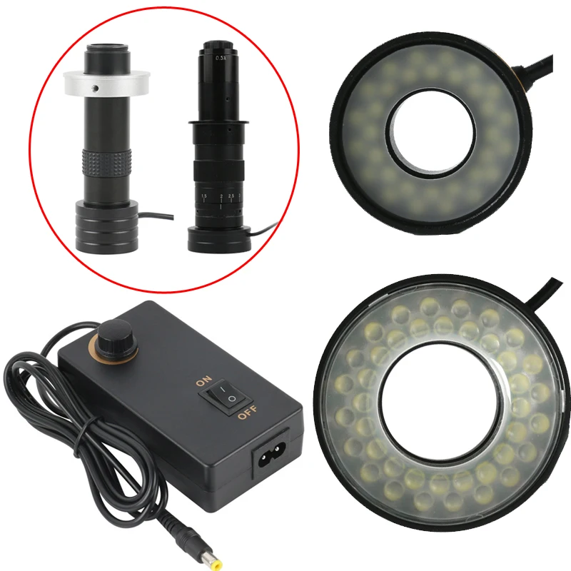 42mm 28mm Thread Installation Video Microscope Camera 32 40 LED Ring Light Fill Light Lamp For 130X 150X 180X Zoom C mount Lens