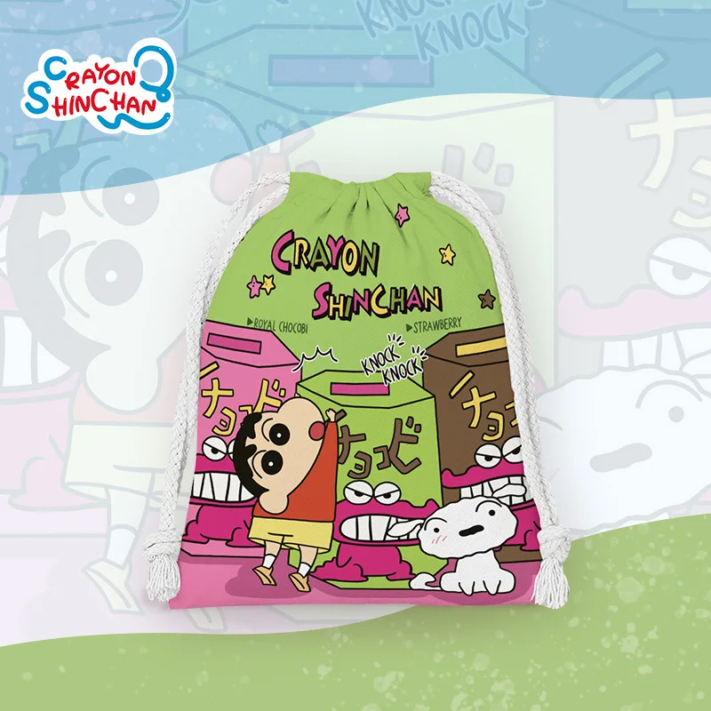 Cartoon Crayon Shin Chan Series borsa con coulisse Anime Kawaii Cute Bundle Pocket Storage Bag Daily Neat Storage Lovely Girls Gifts