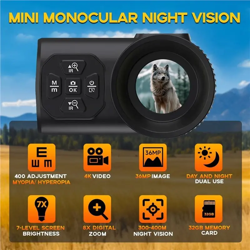 A92Z Telescope 8X Zoom Infrared Digital Night Vision Device 4K Resolution Monocular With Starlight Sensor For Outdoor