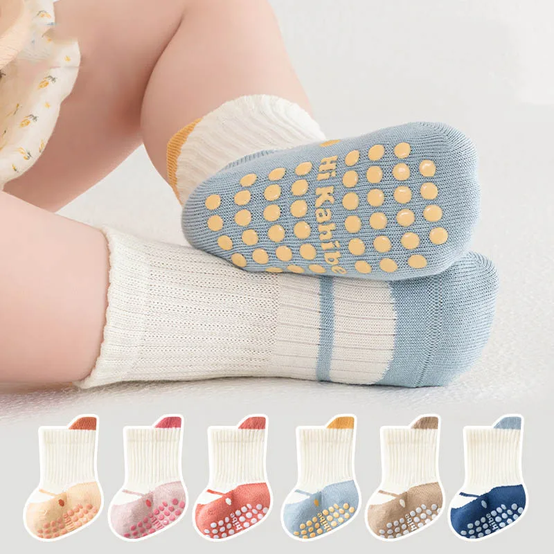 3Pairs/Lot Summer Newborn Baby Anti-slipping Sock Cotton Spliced Contrast Kids Girls Non-slipping Socks Infant Boy Homewear Sock