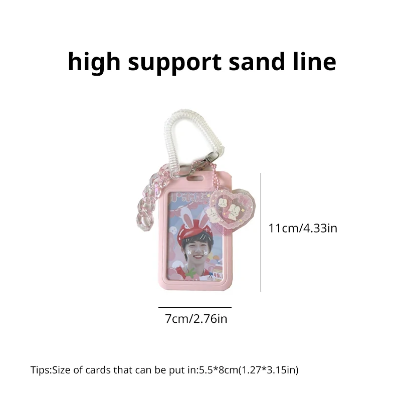 11cm Vertical High Value Card Holder Flash Pink Love Clouds Gradient Coo Card Keychain Bus Student ID Card Holder