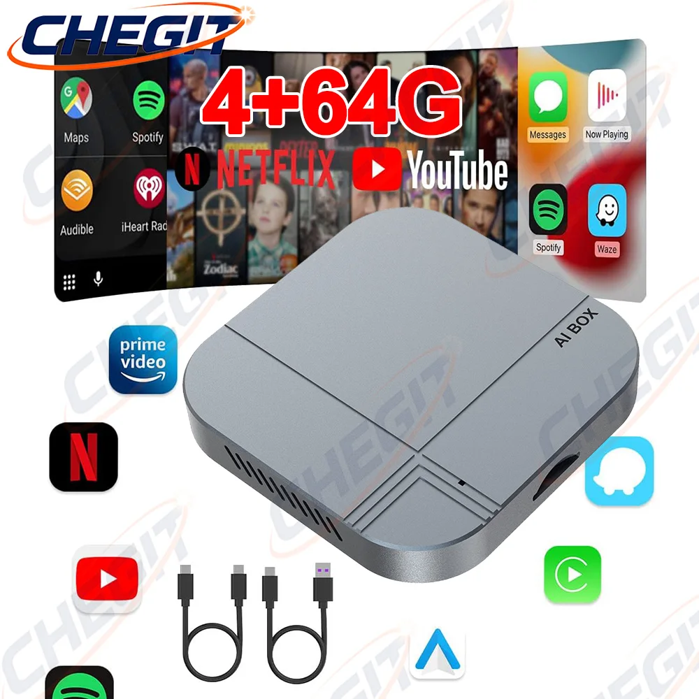 

Новый AI-бокс CarPlay 4+64G 2+16G на Android 14.0 с беспроводным CarPlay и Android Auto, адаптер с двойным Wi-Fi, ТВ-бокс для YouTube, Netflix, TK For VW Toyota Nissan Honda Kia Opel MG