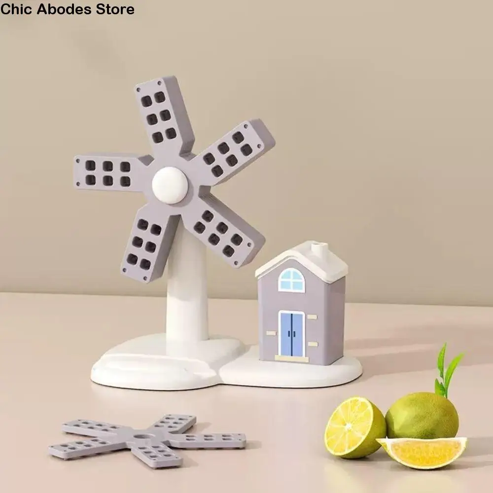 

Portable 3 IN 1 Windmill Insulation Pad Heat-Resistant Anti Scalding Heatproof Trivet Stable Non-Slip Place Mat Table Protection