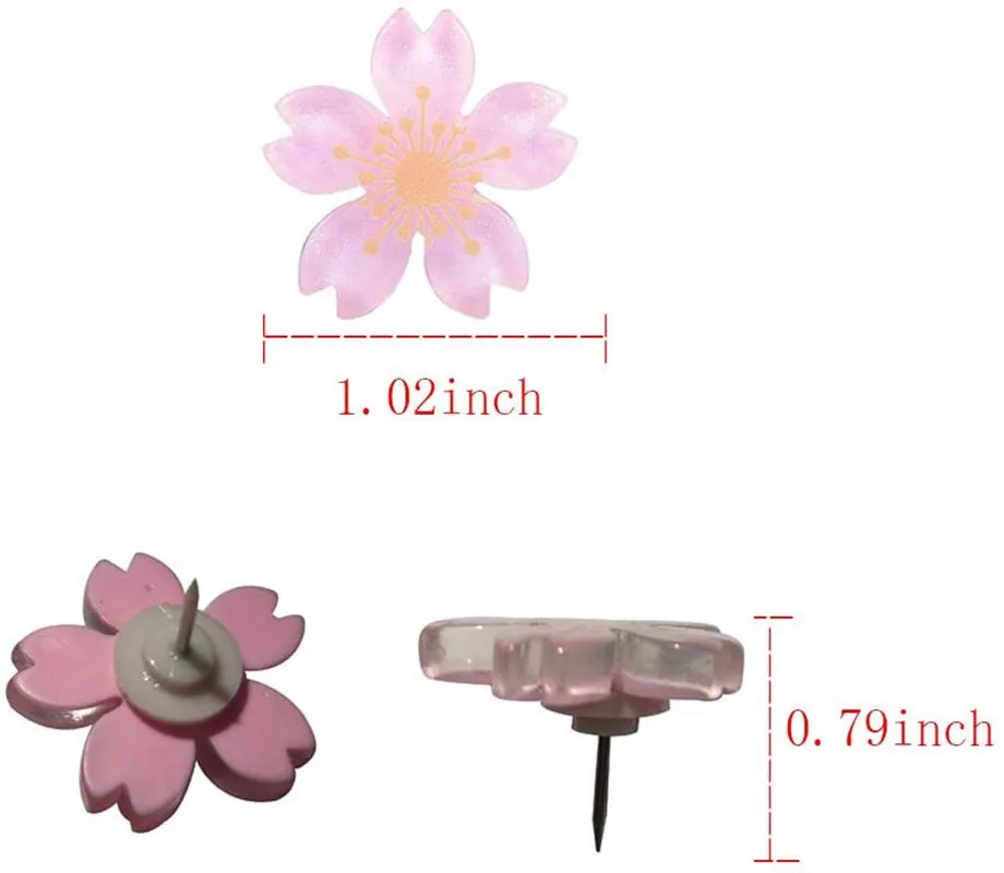 15/30/40/50/100pcs Mixed Resin Flower Shape Push Pins Thumbtack Pins Blossoms Drawing Photo Studs Office School Supplies Sakura