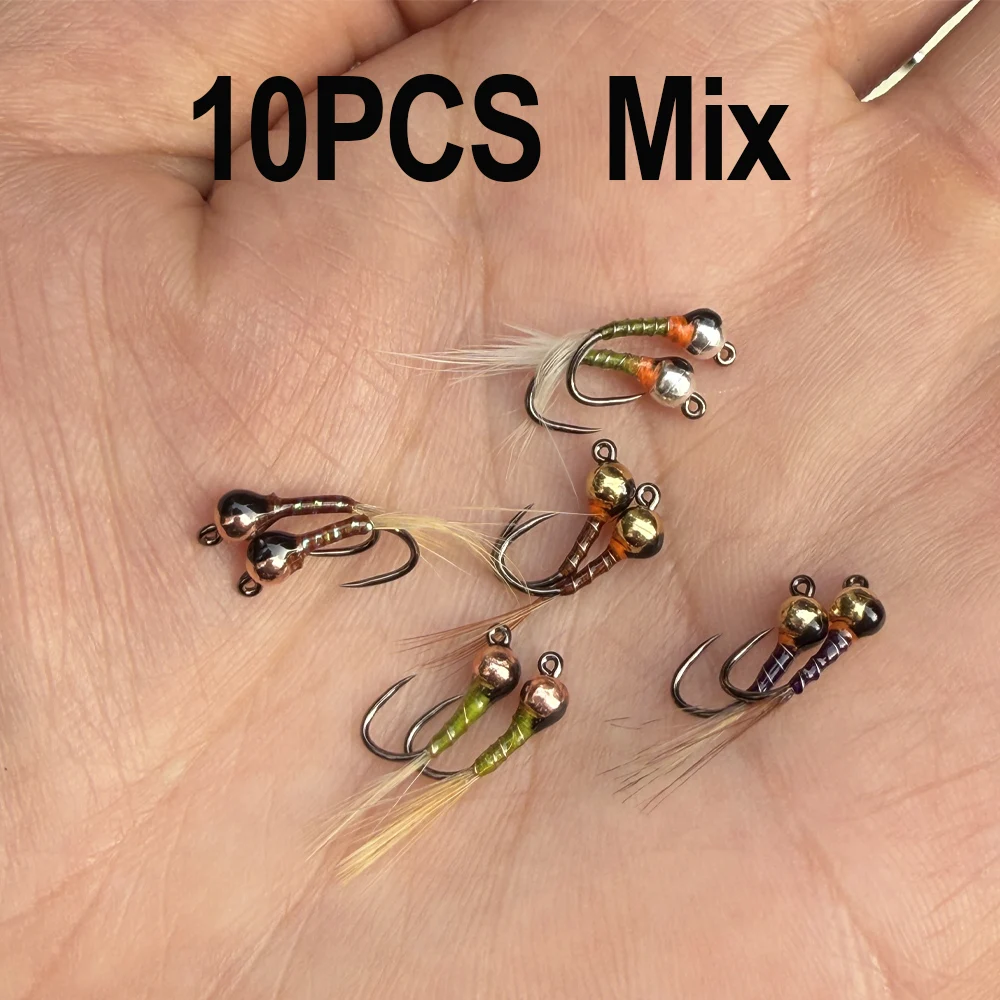 6 of 10 stuks # 14 Barbless Fast Sinking Jig Nymph Fly Epoxy Pheasant Tail Wet Euro Fly Perdigon Nymph Forelvissen Lokmiddelen