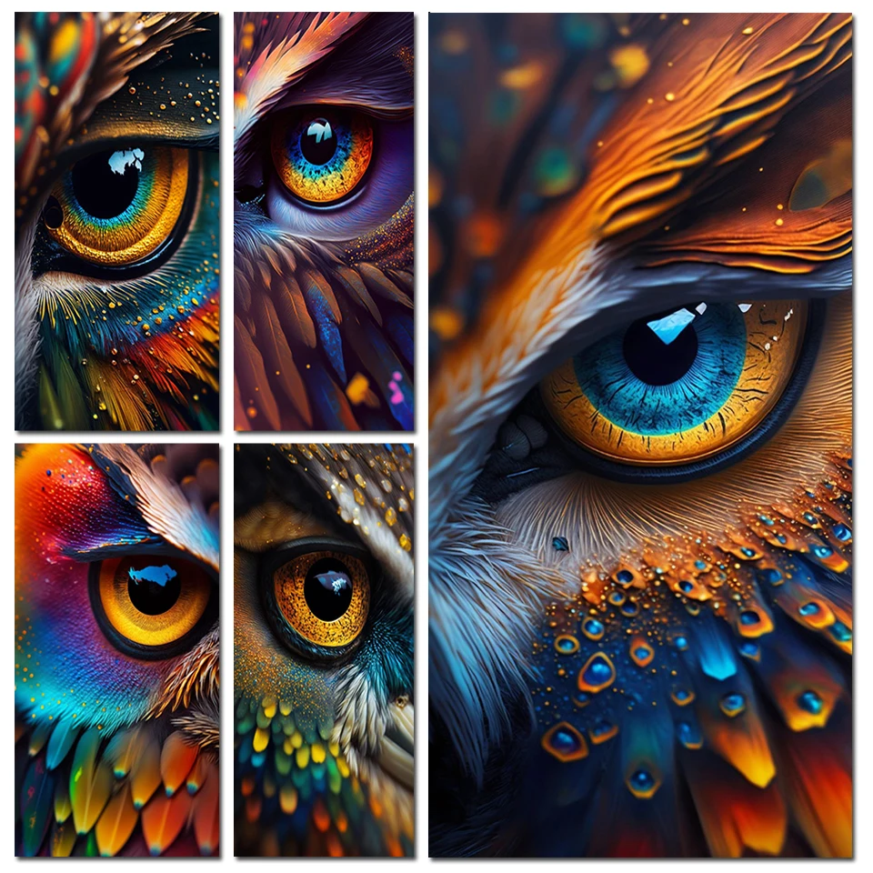 New 5D Diamond Painting Owl Eye Picture Diy Diamond Cross Stitch Wild Animal Full Square Round Mosaic Handmade Carfts Gift