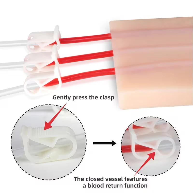 Silicone Y-tube simulation module for practicing intravenous injections and blood draws; designed for student training practice