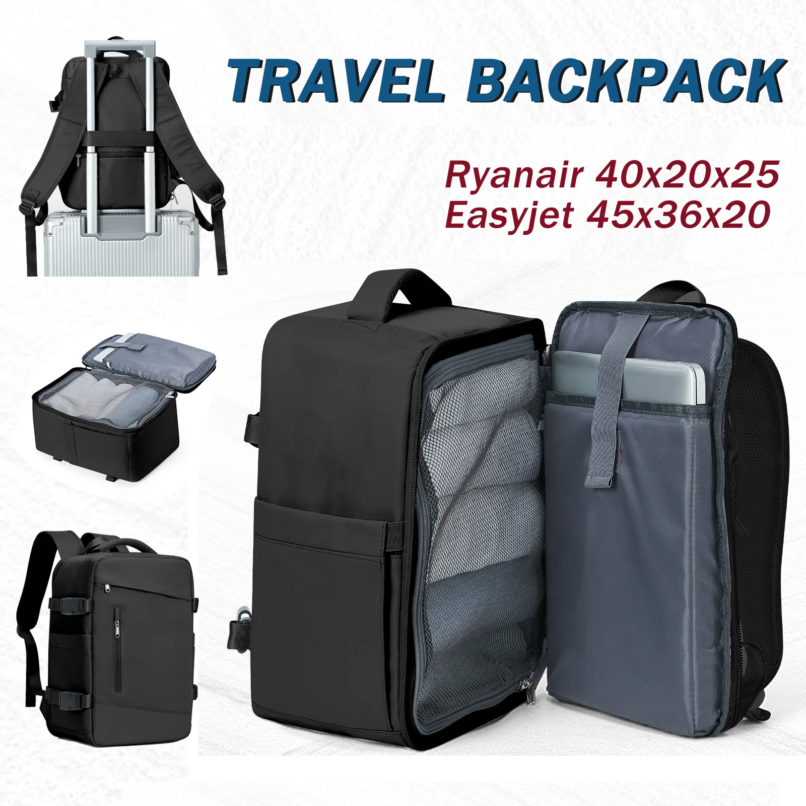 Backpack for Men Multifunctional Notebook Backpack Packing cubes Women Backbag Ryanair 40x20x25 Hand Luggage Leisure Laptop Pack