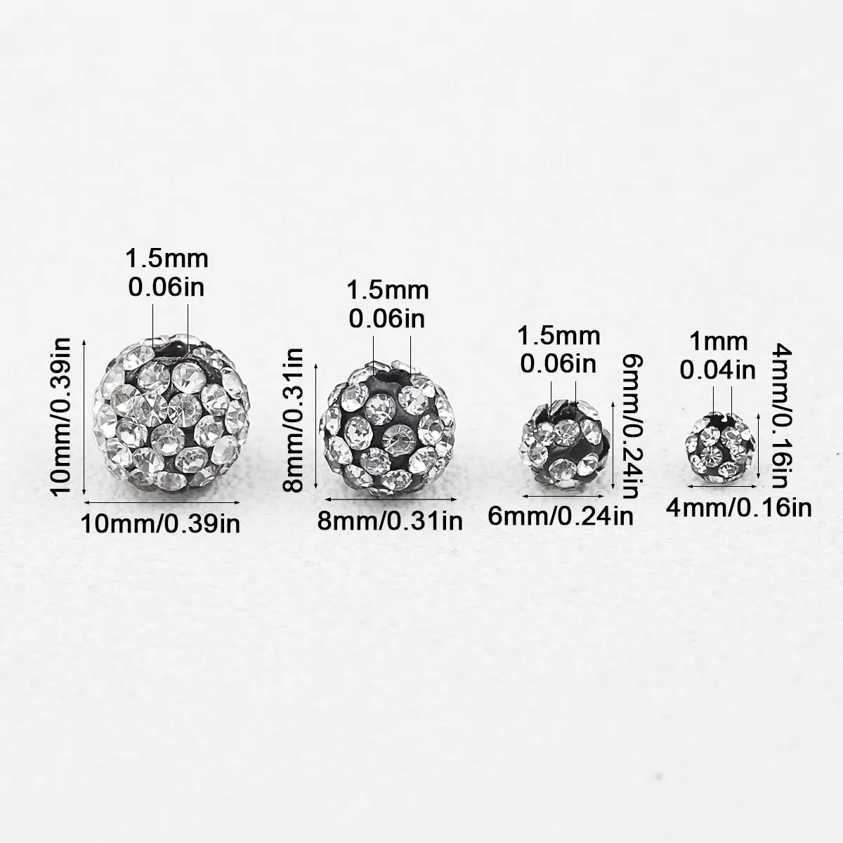 4-8mm Soft Clay Shambhala Beads with Black Base White Diamonds Handmade DIY Jewellery Making Suitable Beadwork Loose Bead Access