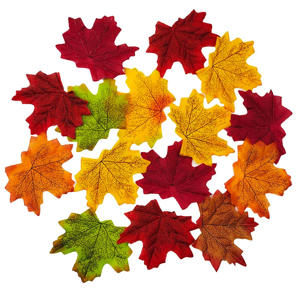 50 100Pcs Artificial Maple Leaves Silk Fake Autumn Leaves Craft Diy Handmade Fall Leaf Wedding Decorations Halloween Christmas