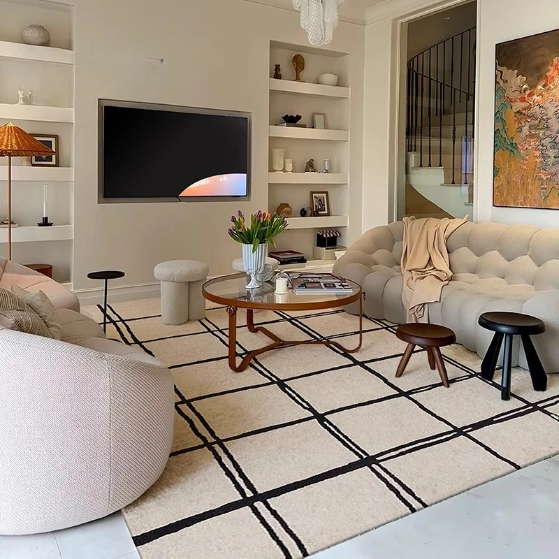 French Style Carpets for Living Room Light Luxury Bedroom Decor Washable Carpet Thick Plush Study Floor Mat Home Fluffy Soft Rug