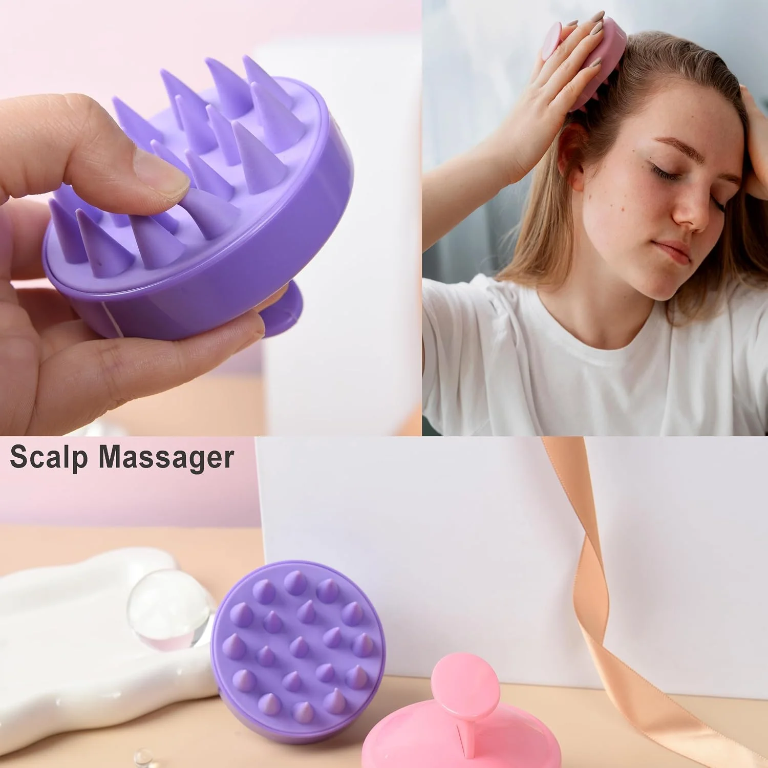 6/12-teiliges Haarbürsten-Set für Kleinkinder und Frauen, zum Entwirren, mit breiten Zinken, Haarsprayflasche, für nasses und trockenes, lockiges Haar, Bürsten für die Haaransätze und den Hinterkopf. – Detail 11