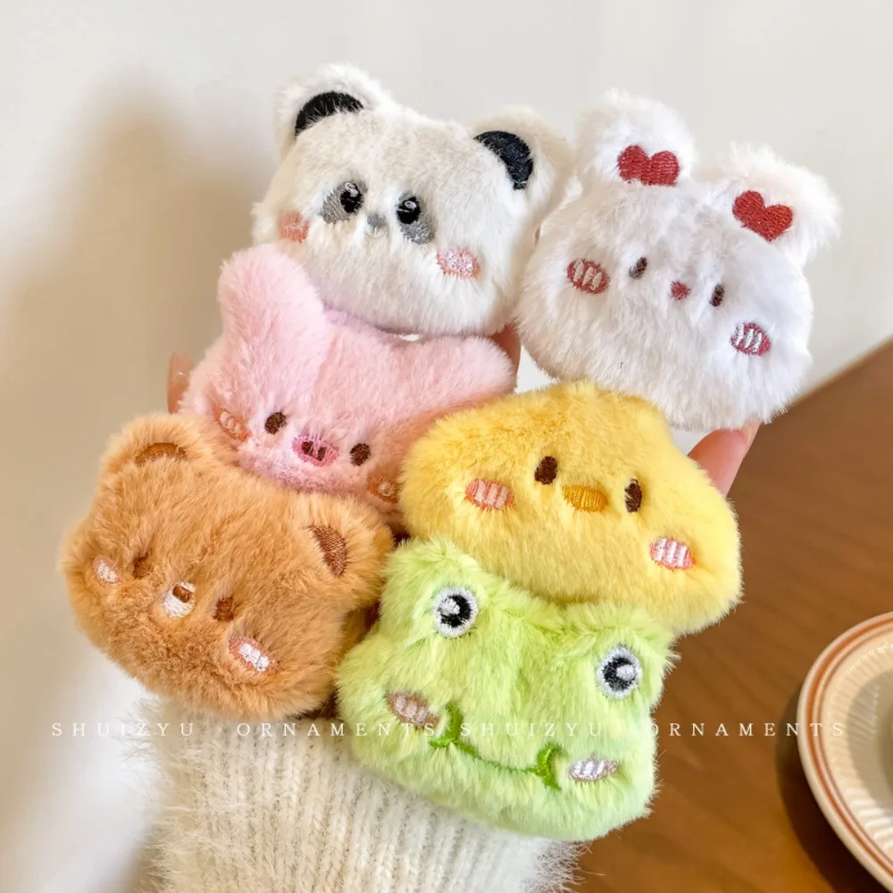 Animal Cartoon Plush Brooch Cute Frog Clothes Badge Pins Bear Rabbit Backpacks Pendant Decoration Girl