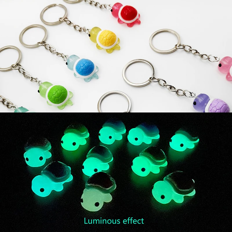 

Cartoon Mini Resin Luminous Turtle Ornament Keychain Glow-in-the-dark Color Turtle Keyring Backpack Accessories Girlfriends Gift