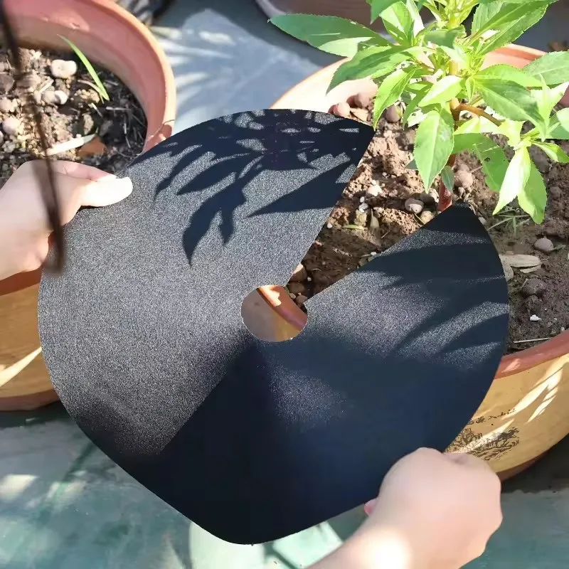 10pcs Non-Woven Gardening Fabric Mulch Ring Tree Barrier Plant Cover Anti-Weed 15cm-82cm Garden Tapestry Protector Herb Control