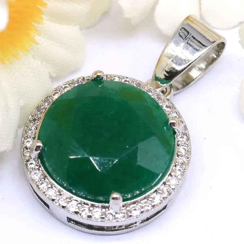 Buy 4 Get 1 Free 25x15mm Fancy Real Red Ruby Green Emerald White CZ Gift For Girls Silver Plated Pendant