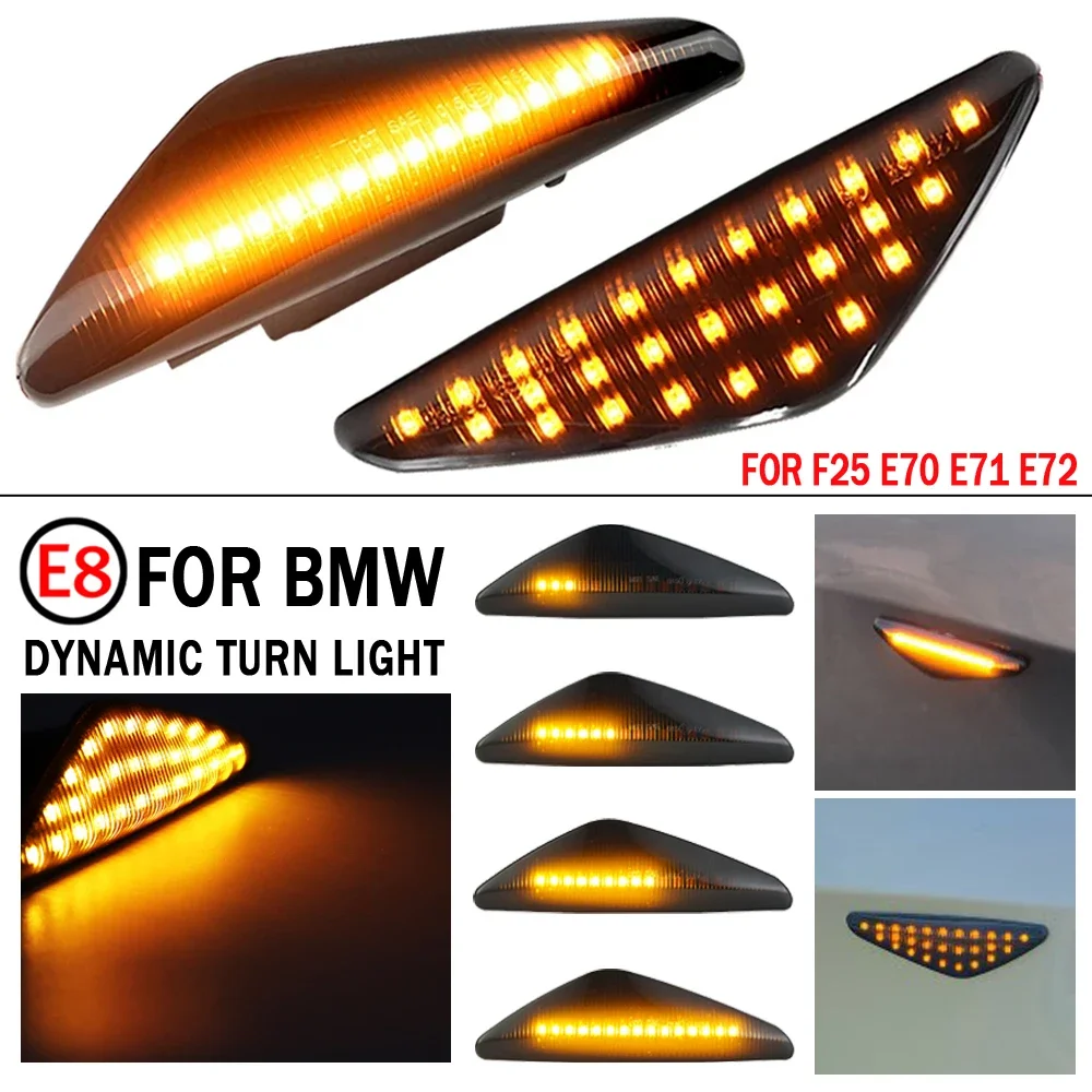 Dynamic Flowing LED Side Marker Turn Signal Light For BMW X5 E70 X6 E71 E72 X3 F25 Sequential Lamp Blinker