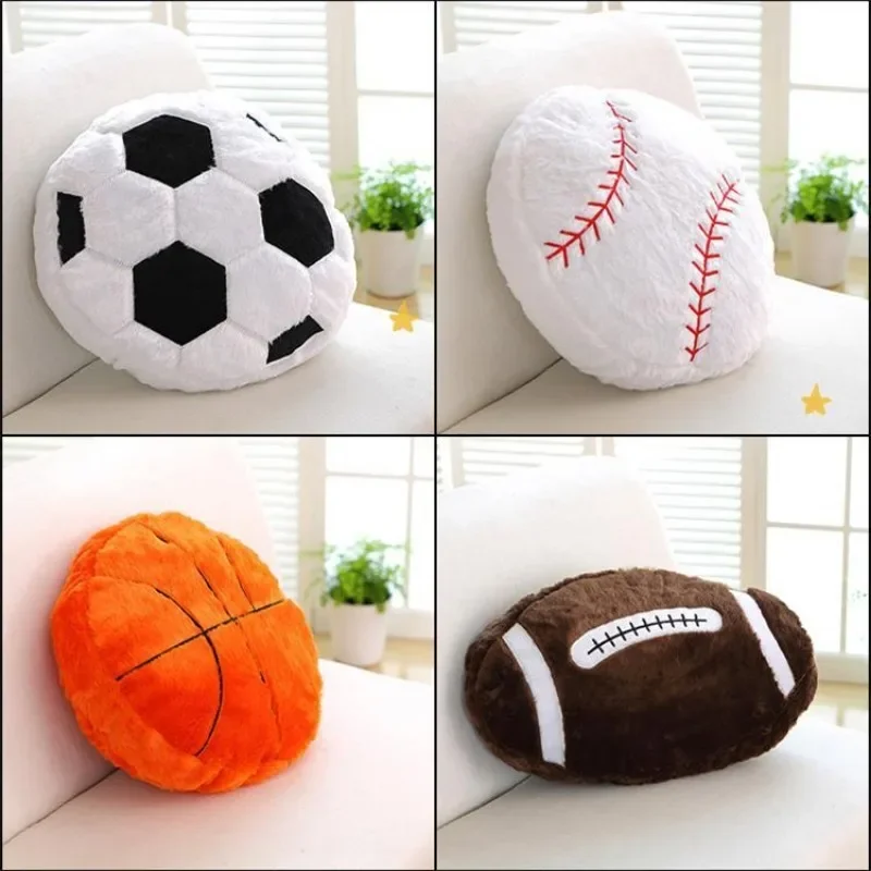 Ins Soft Plush Sports PillowS Cushion for Living Room Home Decor, Football/Basketball-shaped Seat Cushion/Back Cushion