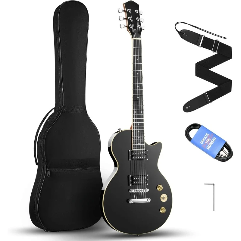 

39 Inch LP Electric Guitar Solid Body Beginner Kit Sunburst Full Size with Bag, Strap Cable for Beginner