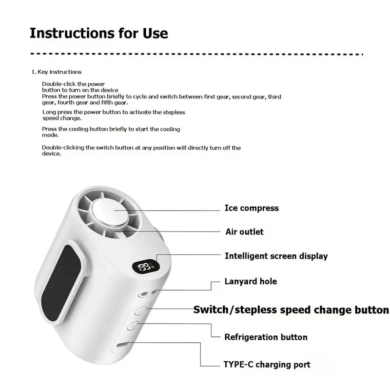

Hot Parts Ice Cooler Powered Portable Waist Clip Fan 4000Mah 1-199 Speed Neck& Belt Clip Design Ideal For Work, Camping Outdoor,