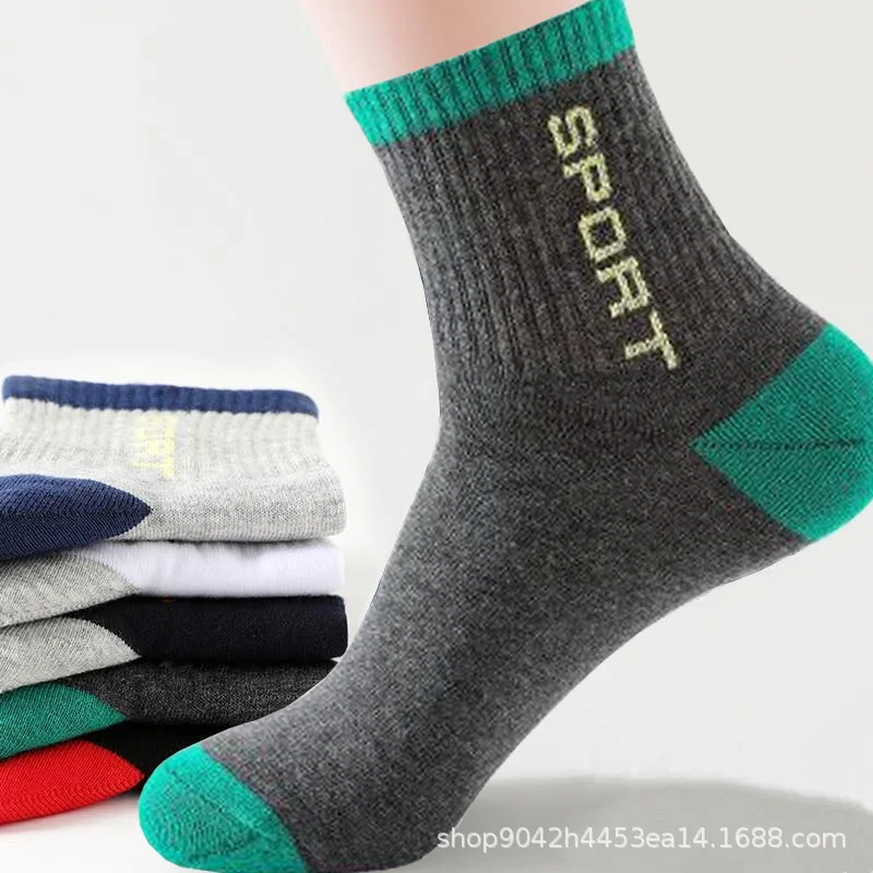 Winter socks men  sports casual cotton socks color matching men's socks sweat-absorbent student stockings