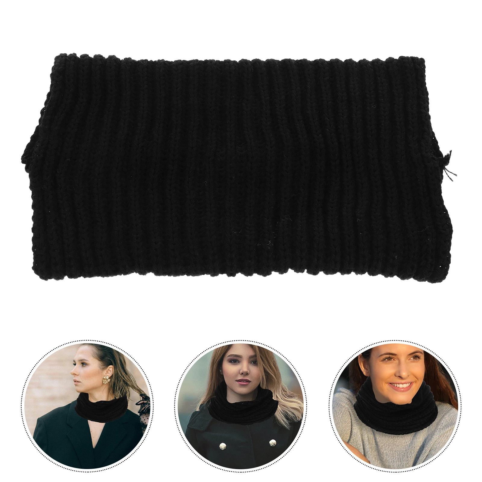 

Women Winter Warm Knit Scarf Thick Neck Scarves For Women Men Black Woven Unisex Scarves Daily Wear Gift Idea