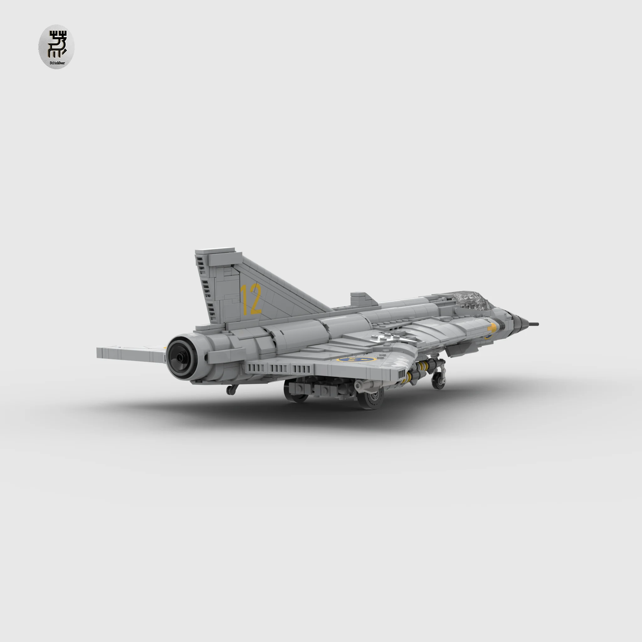 NEW MOC Saab J35 Draken Supersonic Fighter Assembled Building Blocks Military Model Hobby DIY Toy Brick Children Christmas Gift