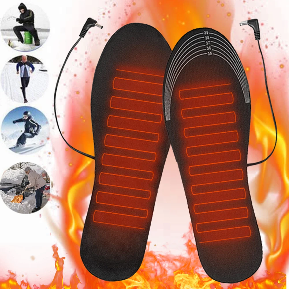 USB Heated Shoe Insoles Feet Warm Sock Pad Mat 3 Heating Levels Heating Insoles Outdoor Washable Warm Thermal Insoles Unisex