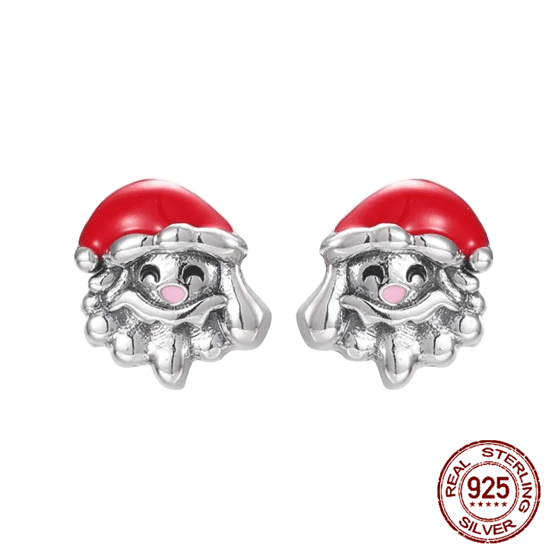 

925 Sterling Silver Santa Claus Ear Studs Merry Christmas Gift Earrings for Women Studs Earrings Geometry Jewelry