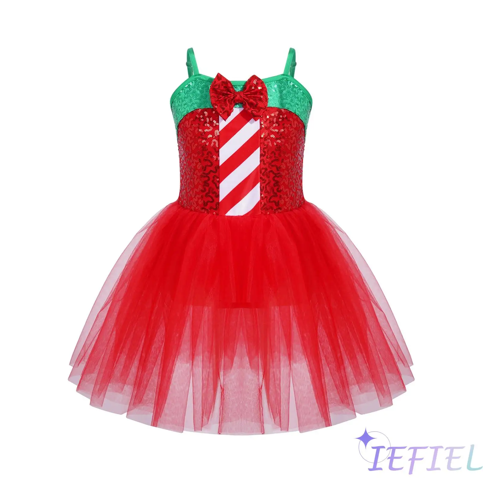 

Kids Girls Christmas Dress with Hair Hoop Set Sleeveless Sequins Bow Stripes Xmas Dress New Year Princess Jumpsuit Leotard