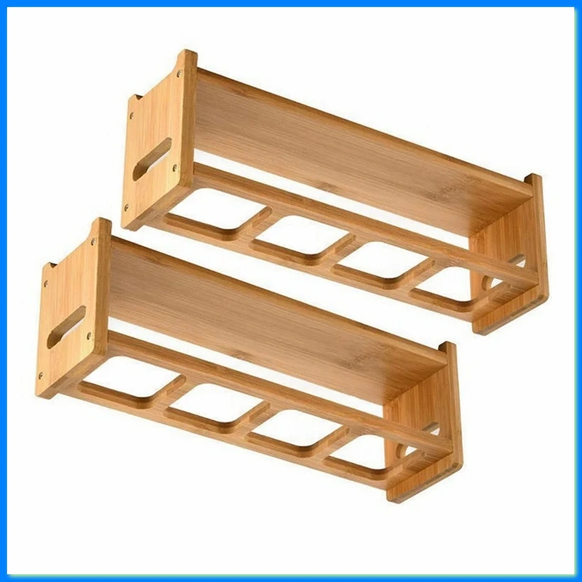 Wooden Oil Bottle Display Stand 4-Hole Kitchen Counter Oil Bottle Storage Shelf Multifunctional Storage Rack Anti Slip-A50M