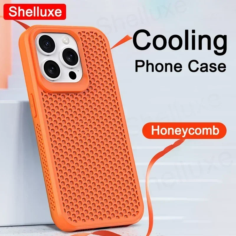 

Cellular Phone Case For iPhone 16 15 14 13 12 11 Pro Max Case Shelluxe PC Heat Dissipation Mesh Cover For APPLE 16 15 Plus Cases