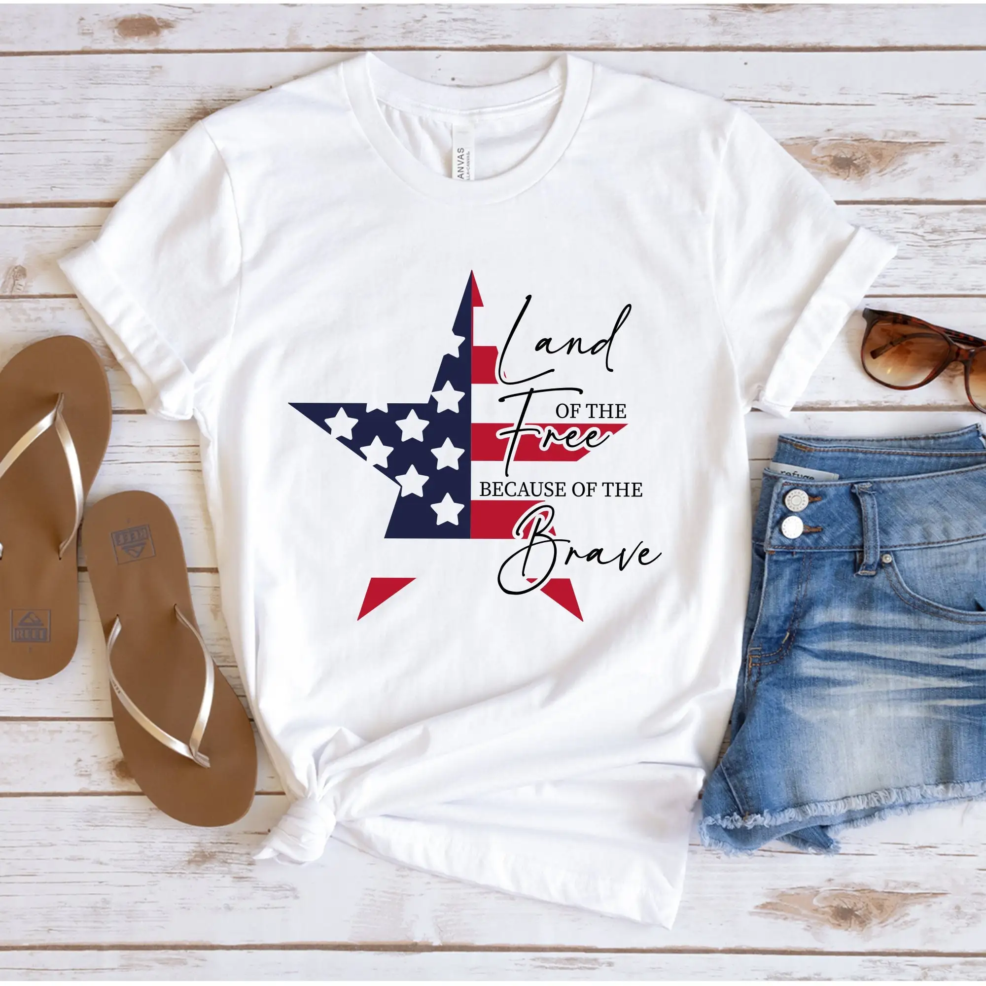 Land Of The Free T Shirt 4Th July American Flag Star Patriotic For Freedom Independence