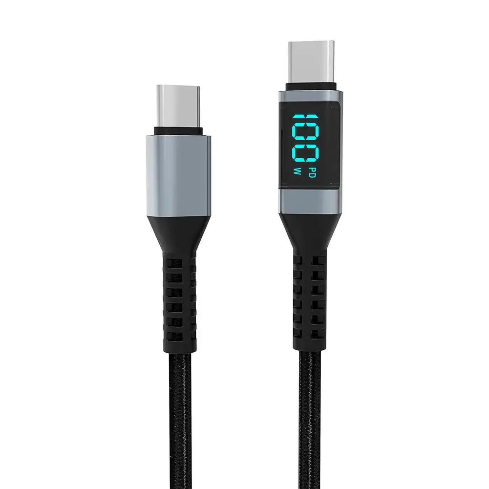 100W Type C To Type C Cable Digital Display PD Super Fast Charging Cable USB C Charger Data Cable For Huawei Honor 