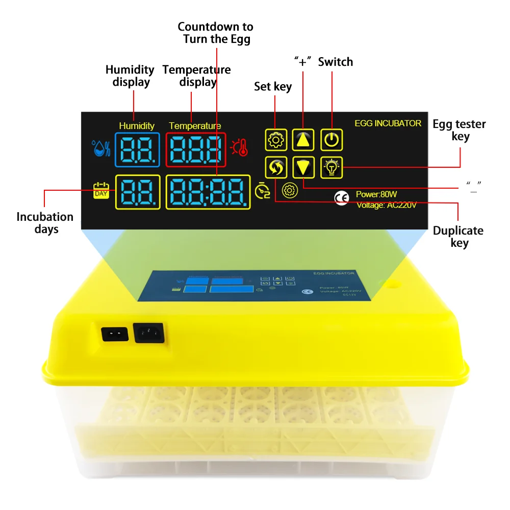 CE certificate Mini egg incubator 56 chicken eggs incubator egg incubator works with electricity and solar energy