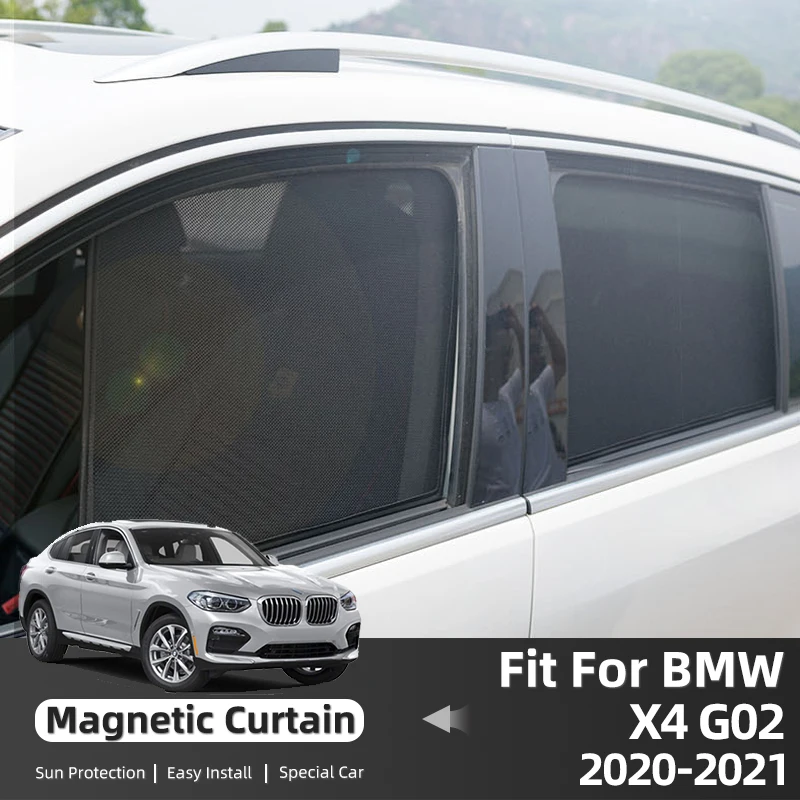 For BMW X4 G02 2020 2021 2022 Magnetic Parasol Car Sun Visor Front Window Shades Sunshade Mesh Rear Curtains Protector