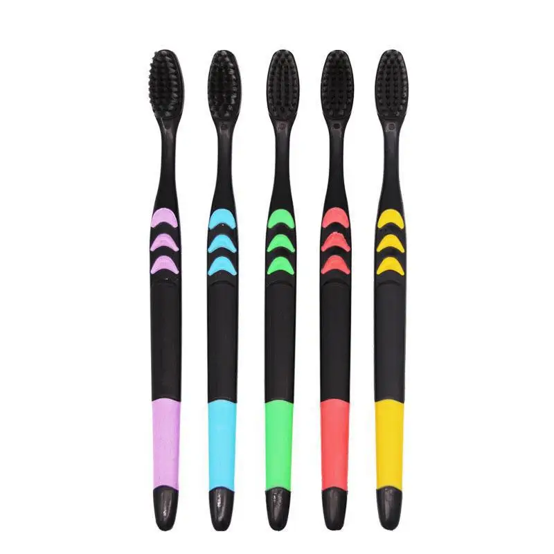 10 Pieces Packed Soft Bristle Bamboo Charcoal Black Hair Ultra-Fine Beauty Toothbrush Couple Suit Oral Cleaning Tools