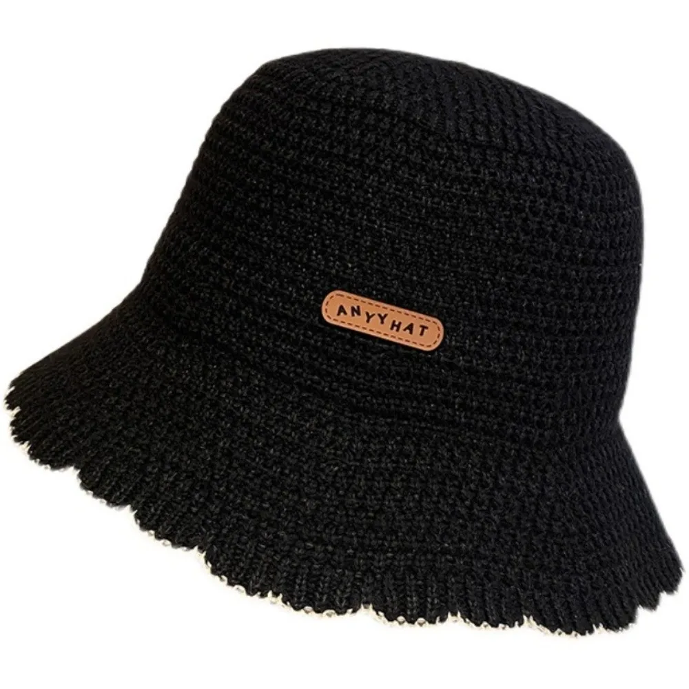 Summer Breathable Knit Bucket Hat Foldable Solid Color Outdoor Sun Hat Thin Soft Sunshade Basin Hat